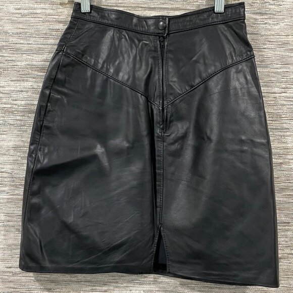 Steer Brand Leather Mini Skirt (Tag 5/6,Made in USA) Vintage Western/biker - Picture 4 of 6